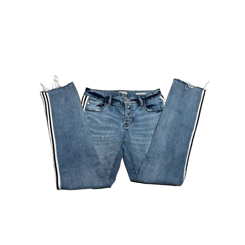Dear John Striped Cropped Jeans Blue Waist 26